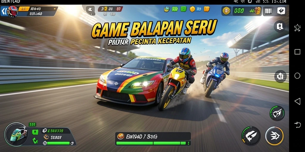 Gameplay BENTO4D yang mendebarkan saat balapan.