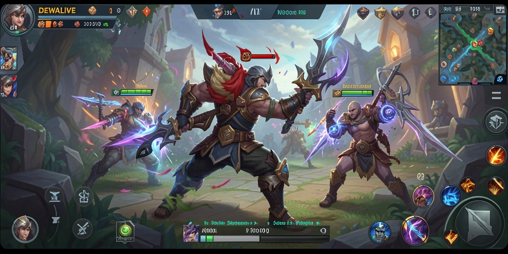 Tampilan gameplay seru DEWALIVE dengan pertarungan epik.