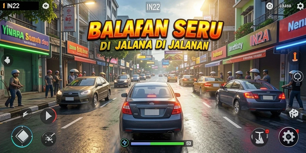 Tampilan gameplay balapan yang seru dan menegangkan di IN22.
