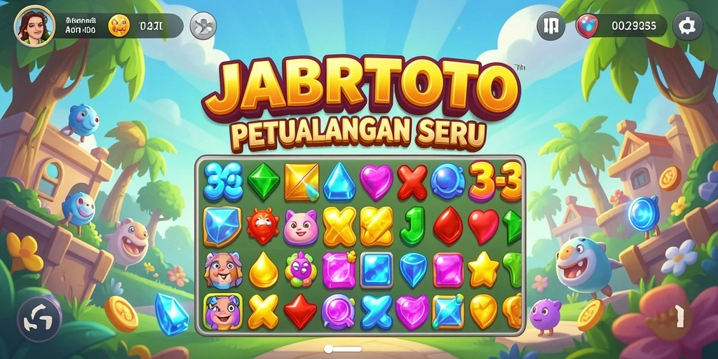 Gameplay seru JABARTOTO dengan tantangan Match-3 yang mendebarkan.