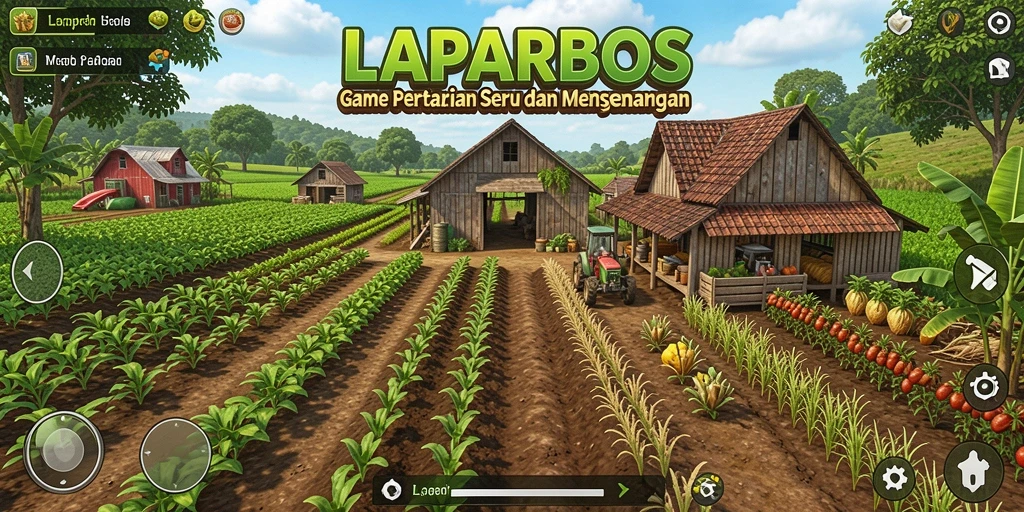 Gameplay LAPARBOS yang menarik dengan pemandangan pertanian yang indah.