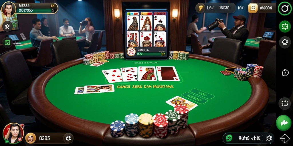 Tampilan menarik dari gameplay poker di ME355 yang seru.