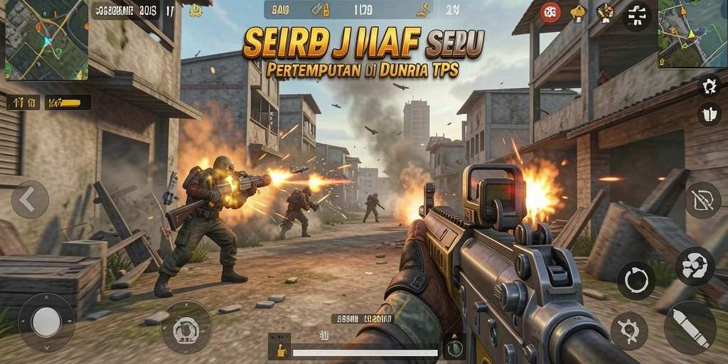 Screenshot gameplay menunjukkan aksi seru dalam pertarungan TPS.